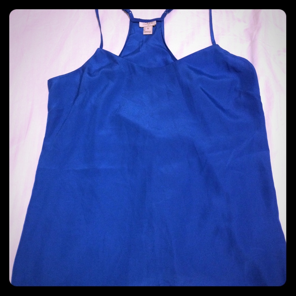 Royal blue silk racer back top